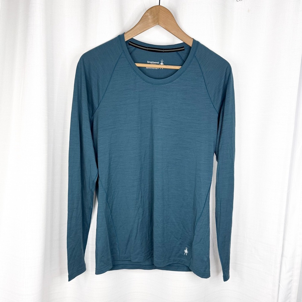 Smartwool Women L Merino 150 Baselayer Long Sleeve Wool Shirt Teal Blue EUC